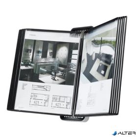   Bemutatótábla tartó, fali, A4, 10 db bemutatótáblával, DJOIS 'Veo', ezüst-fekete