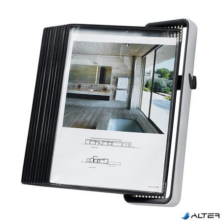 Bemutatótábla tartó, fali, A4, 10 db bemutatótáblával, DJOIS 'Veo', ezüst-fekete