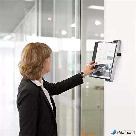 Bemutatótábla tartó, fali, A4, 10 db bemutatótáblával, DJOIS 'Veo', ezüst-fekete