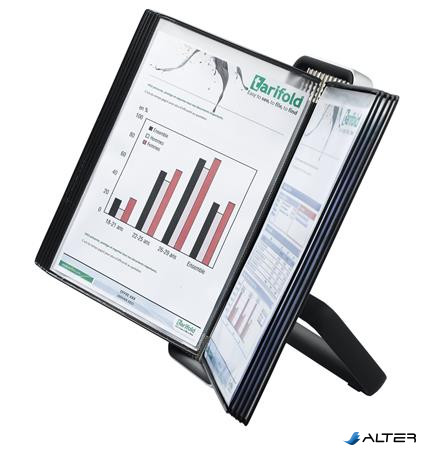 Bemutatótábla tartó, asztali, A4, 10 db bemutatótáblával, DJOIS "Veo", ezüst-fekete