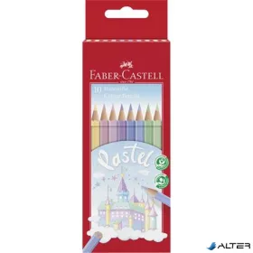   Színes ceruza készlet, hatszögletű, FABER-CASTELL, 10 különböző pasztell szín
