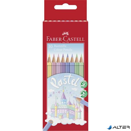 Színes ceruza készlet, hatszögletű, FABER-CASTELL, 10 különböző pasztell szín