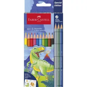   Színes ceruza készlet, hatszögletű, FABER-CASTELL'Dinoszaurusz' 10+3 különböző szín