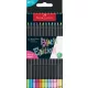 Színes ceruza készlet, háromszögletű, FABER-CASTELL 'Black Edition',  6-6 különböző neon és pasztell szín