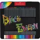 Színes ceruza készlet, háromszögletű, fémdobozban, FABER-CASTELL "Black Edition",  24 különböző szín