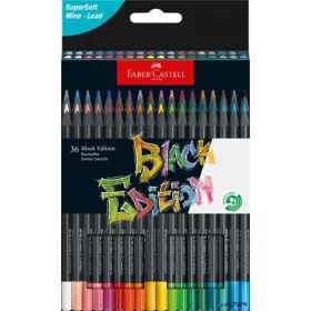   Színes ceruza készlet, háromszögletű, FABER-CASTELL 'Black Edition',  36 különböző szín