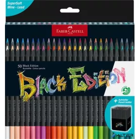   Színes ceruza készlet, háromszögletű, FABER-CASTELL 'Black Edition',  50 különböző szín