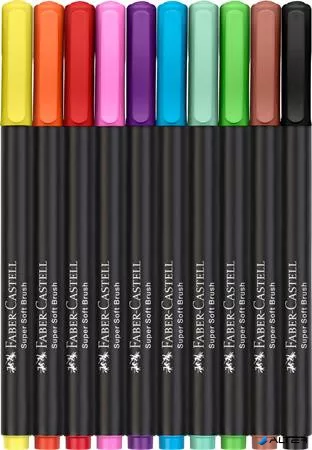 Ecsetirón készlet, FABER-CASTELL "Black Edition" 10 különböző szín