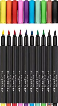 Ecsetirón készlet, FABER-CASTELL "Black Edition" 10 különböző szín