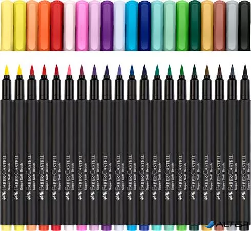Ecsetirón készlet, FABER-CASTELL "Black Edition", 20 különböző szín