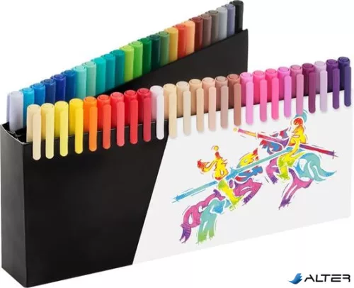 Ecsetirón készlet, tartóval, FABER-CASTELL "Black Edition", 50 különböző szín