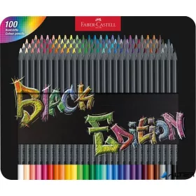   Színes ceruza készlet, háromszögletű, fémdobozban, FABER-CASTELL 'Black Edition', 100 különböző szín