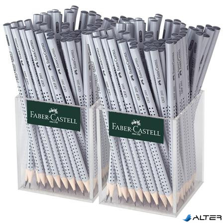 Grafitceruza display, HB, háromszögletű, FABER-CASTELL "Grip 2001", ezüst