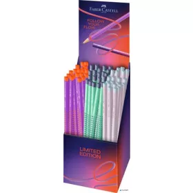   Grafitceruza display, B, háromszögletű, FABER-CASTELL "Grip 2001 Flow", vegyes színek