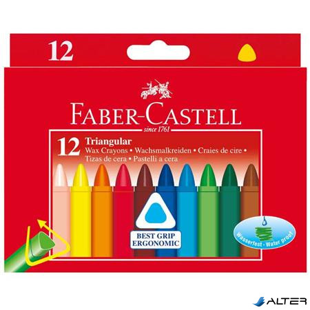 Zsírkréta, háromszögletű, FABER-CASTELL , 12 különböző szín