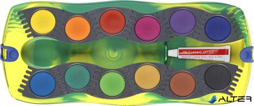 Vízfesték, 12 darabos, összeilleszthető, FABER-CASTELL 'Dinoszaurusz'+1 tubus fehér tempera + dinoszaurusz matrica