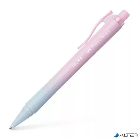 Golyóstoll, 1 mm, XB, nyomógombos, rózsa-égkék tolltest, FABER-CASTELL "Daily Ball Flow", kék