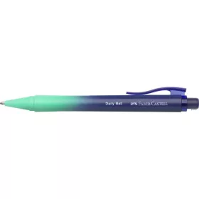   Golyóstoll, 1 mm, XB, nyomógombos, türkiz-kék tolltest, FABER-CASTELL "Daily Ball Flow", kék