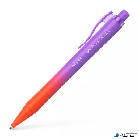 Golyóstoll, 1 mm, XB, nyomógombos, piros-lila tolltest, FABER-CASTELL "Daily Ball Flow", kék