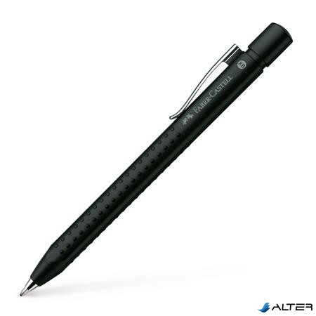 Golyóstoll, 0,35 mm, nyomógombos, metál fekete tolltest, FABER-CASTELL 'Grip-2011', kék