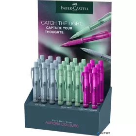   Golyóstoll display, 1 mm, XB, nyomógombos, FABER-CASTELL "Poly Ball View Aurora", vegyes színek