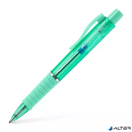 Golyóstoll, 1 mm, XB, nyomógombos, mentazöld testszín, FABER-CASTELL "Poly Ball View Aurora", kék