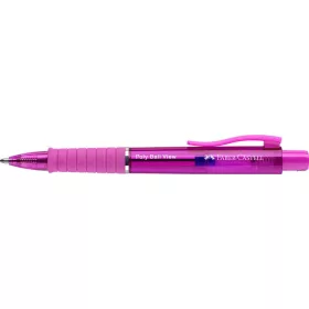   Golyóstoll, 1 mm, XB, nyomógombos, fukszia testszín, FABER-CASTELL 'Poly Ball View Aurora', kék