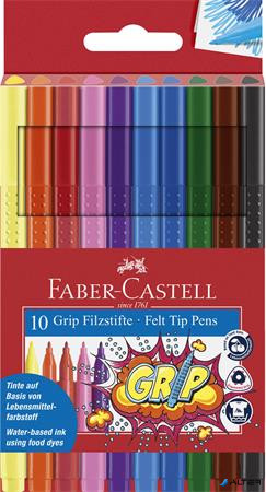 Filctoll készlet, háromszögletű, FABER-CASTELL "Grip", 10 különböző szín