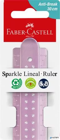 Vonalzó, műanyag, törhetetlen, 30 cm, FABER-CASTELL 'Sparkle', vegyes színek