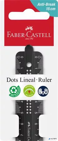 Vonalzó, műanyag, törhetetlen, 15 cm, FABER-CASTELL 'Pöttyös', vegyes színek