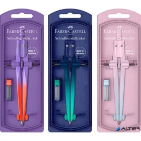   Körző készlet, precíziós, FABER-CASTELL "Stream Flow", vegyes színek
