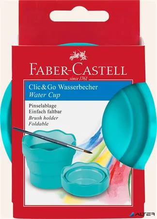 Ecsettál, műanyag, FABER-CASTELL "Click&Go", türkiz