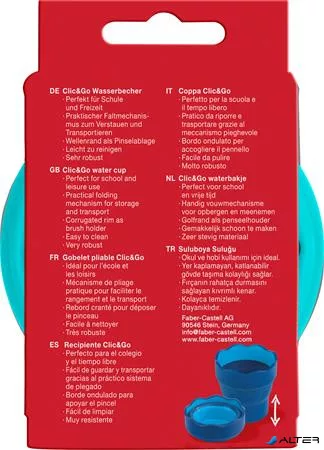 Ecsettál, műanyag, FABER-CASTELL "Click&Go", türkiz