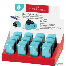   Hegyező display, kétlyukú, tartályos, balkezes, FABER-CASTELL "Sleeve", türkíz