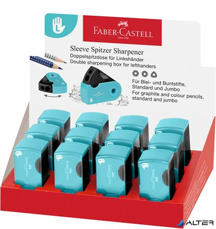 Hegyező display, kétlyukú, tartályos, balkezes, FABER-CASTELL "Sleeve", türkíz