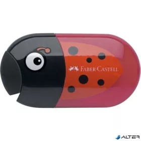   Hegyező és radír, kétlyukú, tartályos, FABER-CASTELL, katicabogár minta