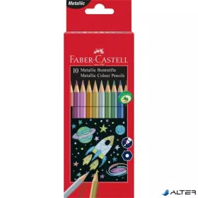   Színes ceruza készlet, hatszögletű, FABER-CASTELL, 10 különböző metál szín