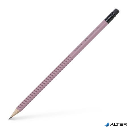 Grafitceruza, B, háromszögletű, radírral, FABER-CASTELL "Grip 2001", rózsaszín