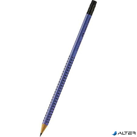 Grafitceruza, B, háromszögletű, radírral, FABER-CASTELL "Grip 2001", kék