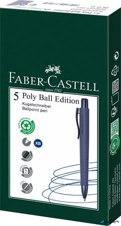 Golyóstoll, 1 mm, XB, nyomógombos tolltest, kék alkonyat tolltest, FABER-CASTELL "Poly Ball Urban", kék