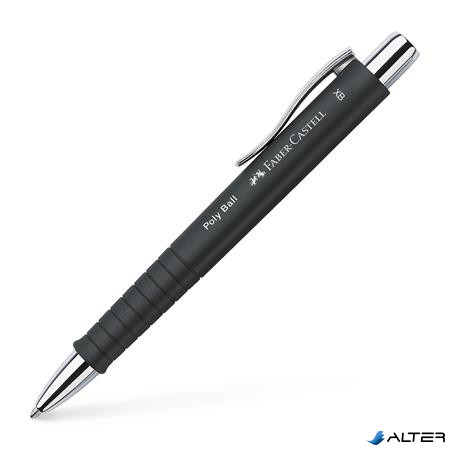 Golyóstoll, 0,7 mm, nyomógombos, feketek tolltest, FABER-CASTELL "Poly Ball", kék