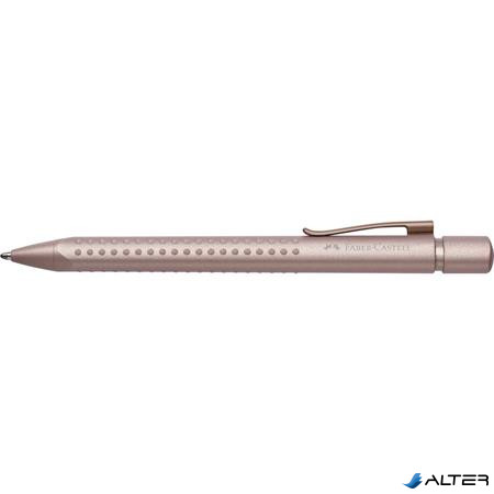 Golyóstoll, 0,5 mm, nyomógombos, rózsaszín tolltest, FABER-CASTELL "Grip 2010-M", kék