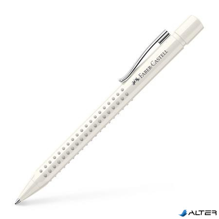 Golyóstoll, 0,5 mm, nyomógombos, fehér tolltest, FABER-CASTELLG "Grip 2010-M", kék
