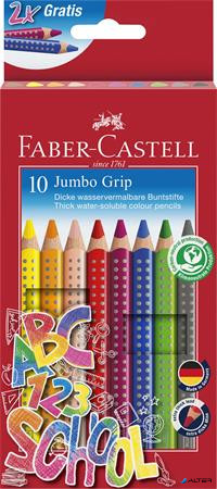 Színes ceruza készlet, háromszögeltű, vastag, FABER-CASTELL 'Grip', 10 különböző szín