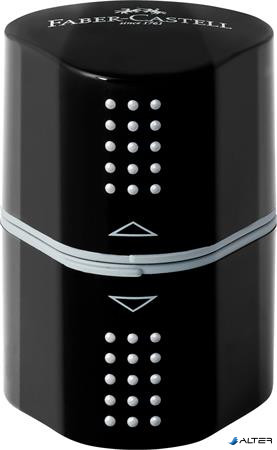 Hegyező display, háromlyukú, tartályos, FABER-CASTELL "Grip 2001 Trio", fekete