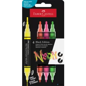   Dekormarker készlet, 1,0/3,0 mm, kétvégű, akril, FABER-CASTELL 'Shake&Paint', 4 különböző neon szín