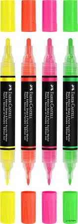 Dekormarker készlet, 1,0/3,0 mm, kétvégű, akril, FABER-CASTELL 'Shake&Paint', 4 különböző neon szín
