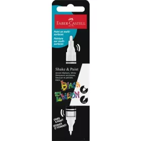   Dekormarker, 1,0/3,0 mm, kétvégű, akril, FABER-CASTELL 'Shake&Paint', fehér