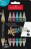 Dekormarker készlet, 1,0/3,0 mm, kétvégű, akril, FABER-CASTELL "Shake&Paint", 6 különböző metál szín