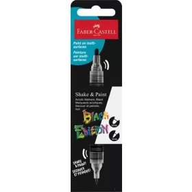   Dekormarker, 1,0/3,0 mm, kétvégű, akril, FABER-CASTELL 'Shake&Paint', fekete
